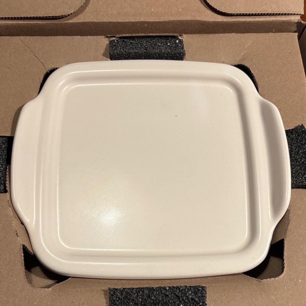 Pampered Chef Stone Square Serving Tray USA Made NIB 10'' x 8½'  W Handles